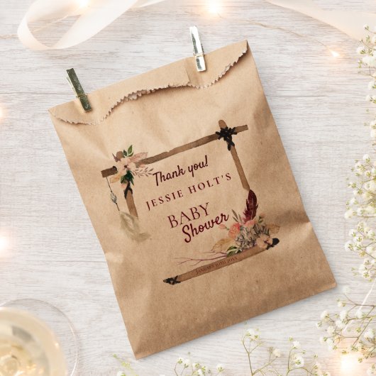 Sachets En Papier Baby shower de Boho Sud-Ouest de la Bourgogne (Coupé)