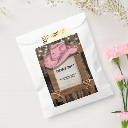 Sachets En Papier Baby shower de Casquette Russe Rose Cowgirl (Scellé)