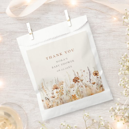 Sachets En Papier Baby shower de champ Fleur sauvage d'automne (Coupé)