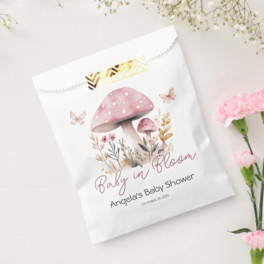 Sachets En Papier Baby shower de champignons de bois rose (Scellé)
