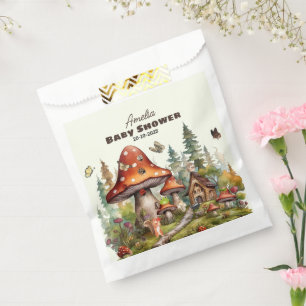 Sachets En Papier Baby shower de champignons de forêt rustique autom