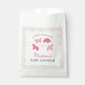 Sachets En Papier Baby shower de cookies animaux congelés roses (Devant)