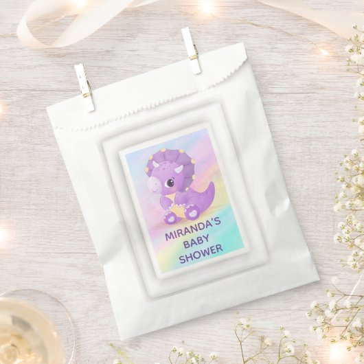 Sachets En Papier Baby shower de dinosaure mou (Coupé)