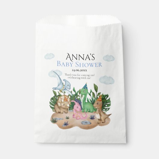 Sachets En Papier Baby shower de dinosaures de forêt tropicale ! Rug (Devant)