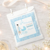 Sachets En Papier Baby shower de femme afro-américaine Blue Damask (Coupé)