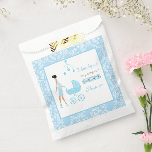 Sachets En Papier Baby shower de femme afro-américaine Blue Damask (Scellé)