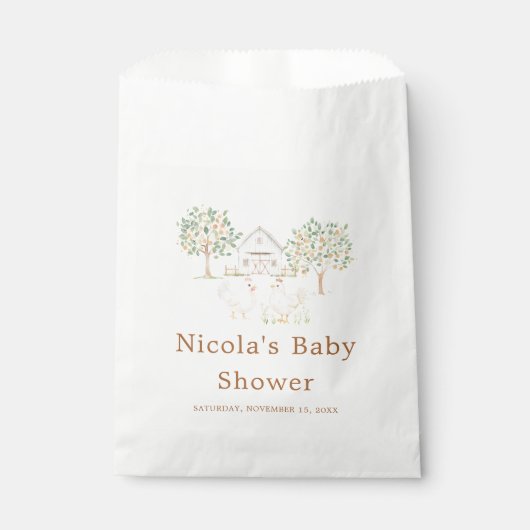Sachets En Papier Baby shower de ferme mignonne (Devant)