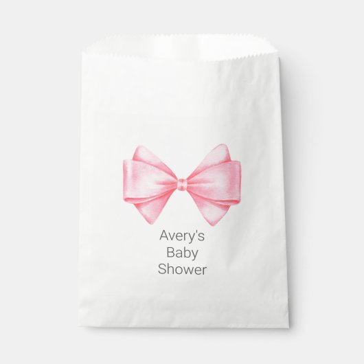 Sachets En Papier Baby shower de fille rose Bow moderne (Devant)