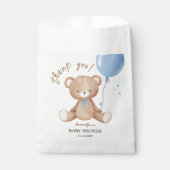 Sachets En Papier Baby shower de garçon Bleu Ours Teddy (Devant)