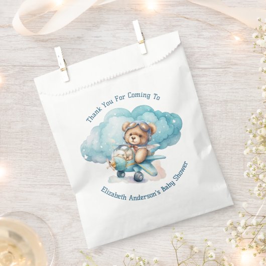 Sachets En Papier Baby shower de garçon d'avion Teddy Bear (Coupé)