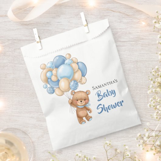 Sachets En Papier Baby shower de garçon Teddy - Blanc (Coupé)