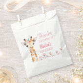 Sachets En Papier Baby shower de girafe rose (Coupé)