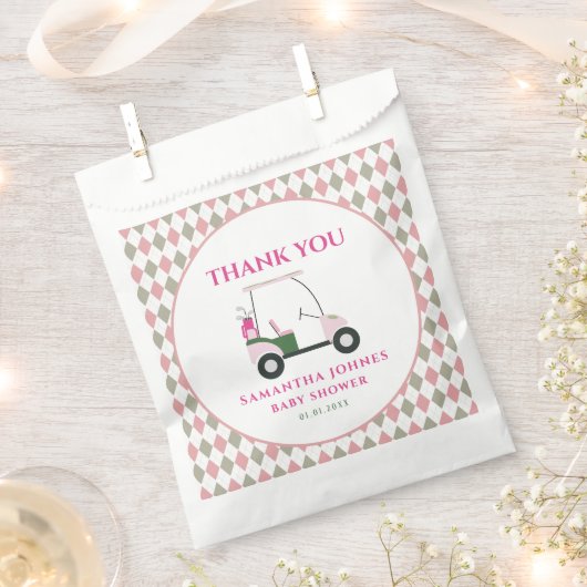 Sachets En Papier Baby shower de golf moderne rose (Coupé)