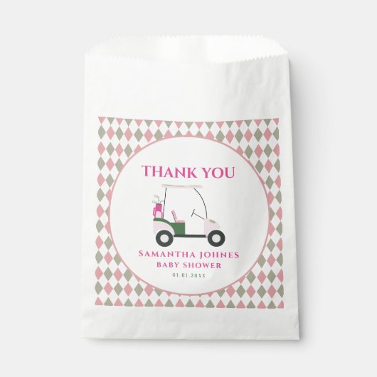 Sachets En Papier Baby shower de golf moderne rose (Devant)