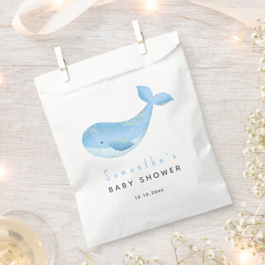 Sachets En Papier Baby shower de la baleine d'aquarelle (Coupé)