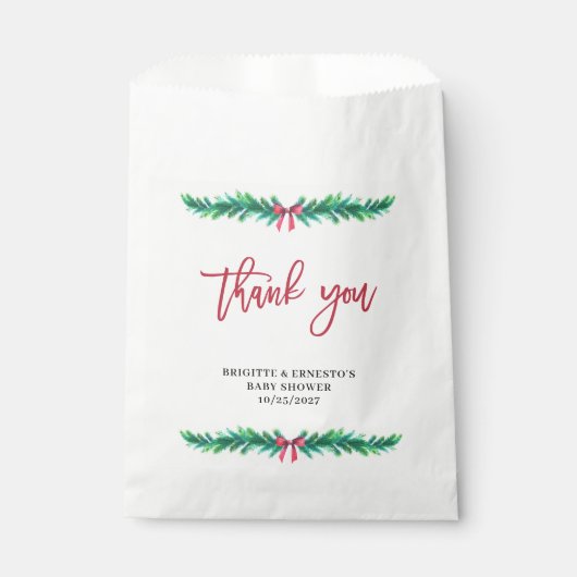 Sachets En Papier Baby shower de la branche de l'arbre de Noël (Devant)