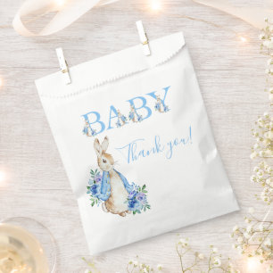 Sachets En Papier Baby shower de lapin bleu mignon Peter