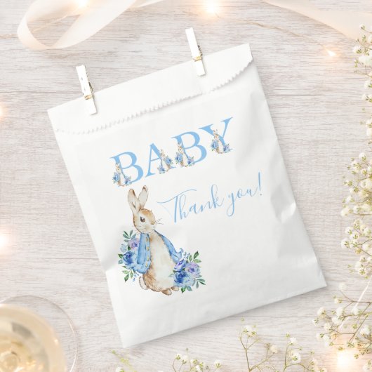 Sachets En Papier Baby shower de lapin bleu mignon Peter (Coupé)