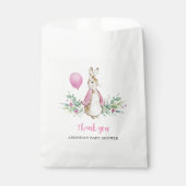 Sachets En Papier Baby shower de lapin rose (Devant)