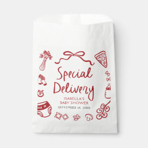 Sachets En Papier Baby shower de livraison spécial Pizza à main roug