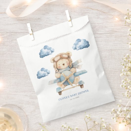 Sachets En Papier Baby shower de l'ours en peluche (Coupé)