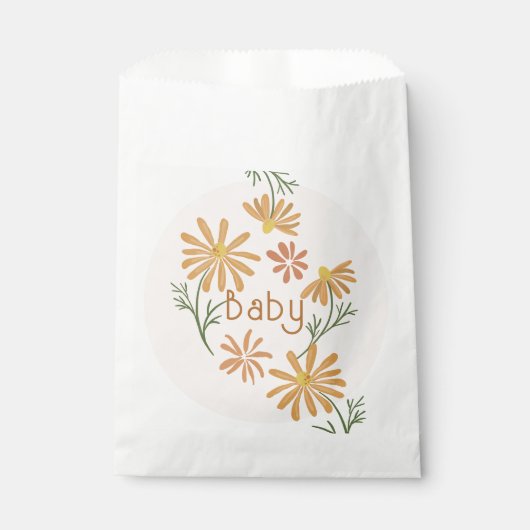 Sachets En Papier Baby shower de marguerites orange et jaune (Devant)