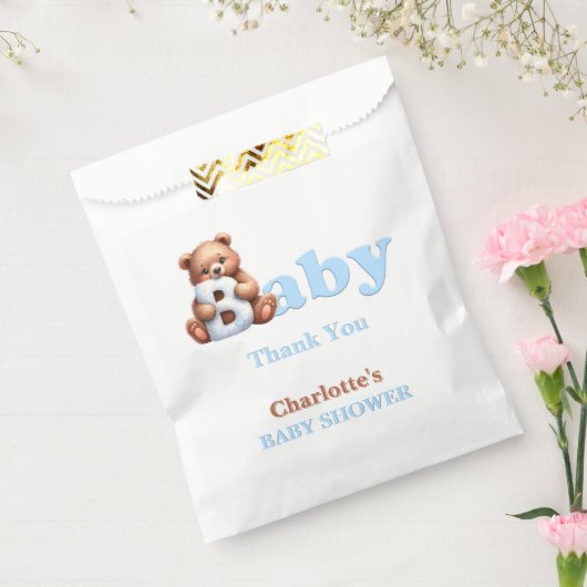 Sachets En Papier Baby shower de Merci bleu Teddy Bear (Scellé)