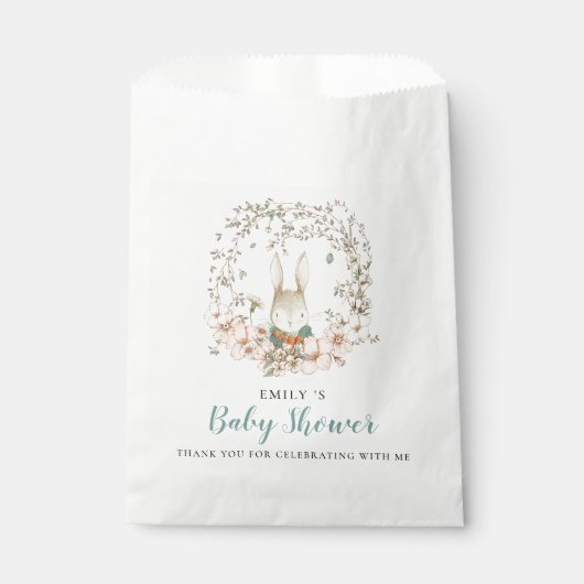 Sachets En Papier Baby shower de Merci de feuillage de Bunny mignonn (Devant)