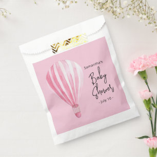Sachets En Papier Baby shower de montgolfière rose