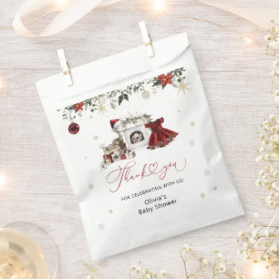 Sachets En Papier Baby shower de Noël fille Merci