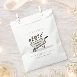 Sachets En Papier Baby shower de panier floral gris cultivé localeme