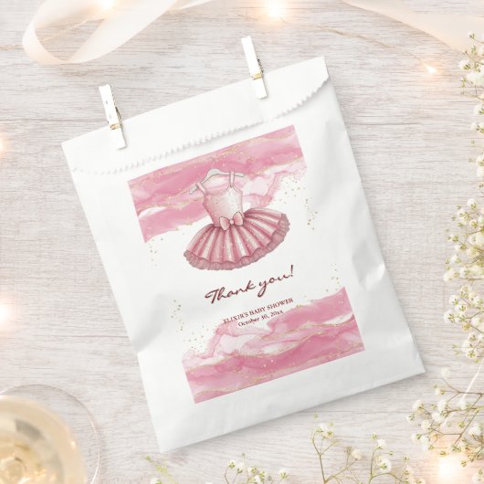 Sachets En Papier Baby shower de Parties scintillant en or Tutu rose (Coupé)