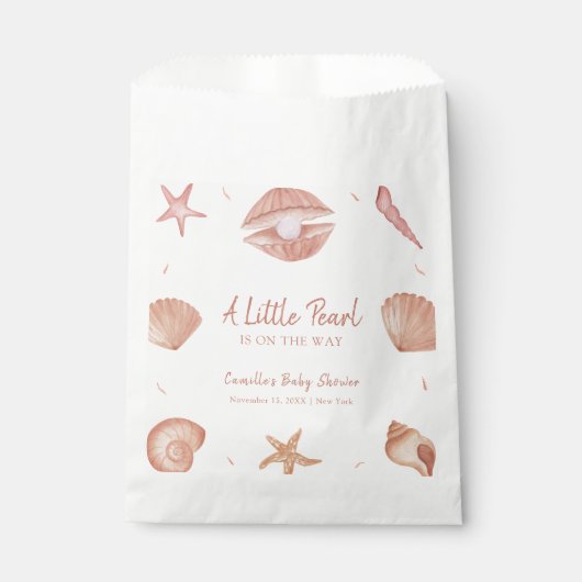 Sachets En Papier Baby shower de perles Neutral Summer Ocean Seashel (Devant)