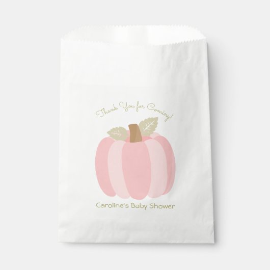 Sachets En Papier Baby shower de petite fille Citrouille (Devant)