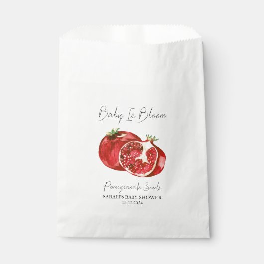 Sachets En Papier Baby shower de semences de grenade bébé en fleurs (Devant)