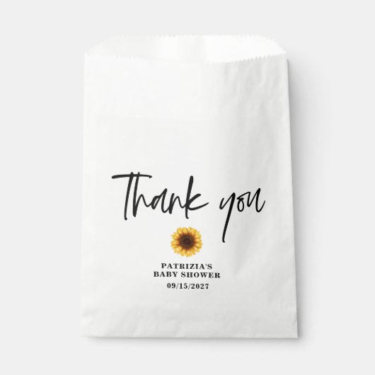Sachets En Papier Baby shower de tournesol d'automne (Devant)