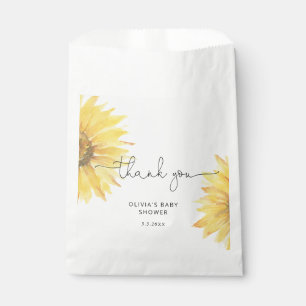 Sachets En Papier Baby shower de tournesol minimaliste aquarelle