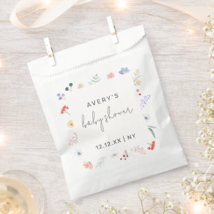 Sachets En Papier Baby shower de trame de Fleur sauvage Boho minimal