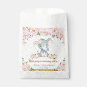 Sachets En Papier Baby shower d'éléphant floral rose vif (Devant)