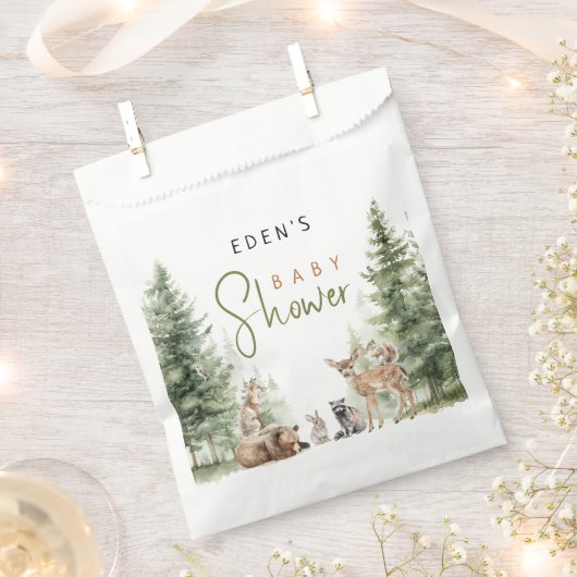Sachets En Papier Baby shower des animaux forestiers (Coupé)