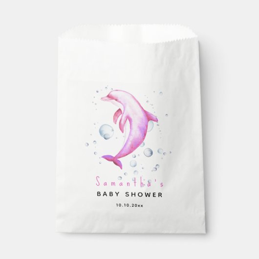 Sachets En Papier Baby shower des dauphins océaniques aquarelles (Devant)