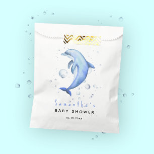Sachets En Papier Baby shower des dauphins océaniques aquarelles