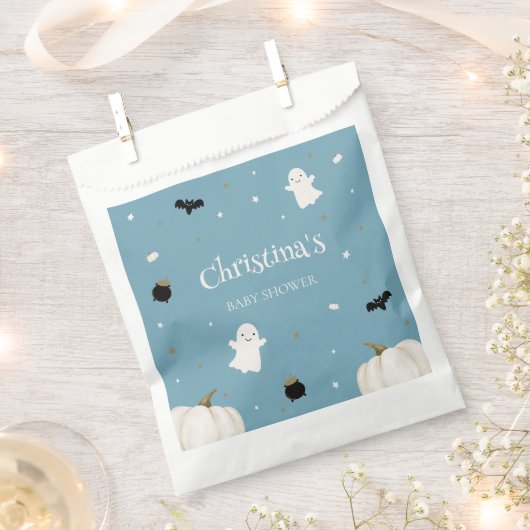 Sachets En Papier Baby shower d'Halloween bleu (Coupé)