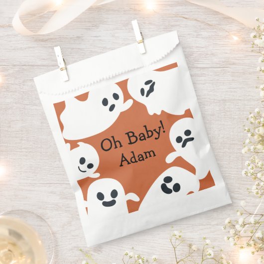Sachets En Papier Baby shower d'Halloween orange foncé (Coupé)
