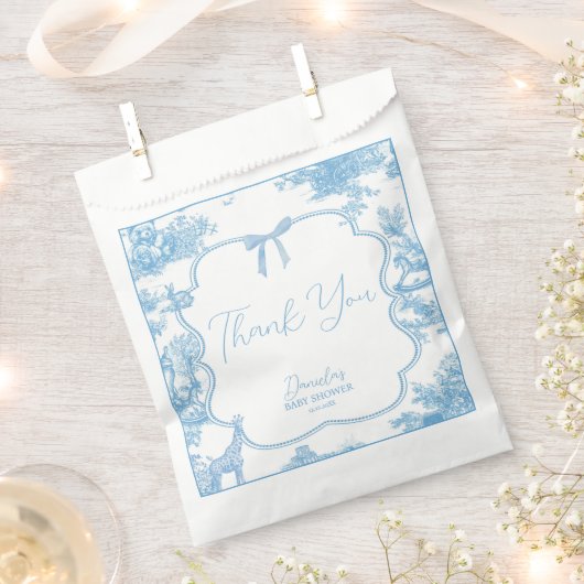 Sachets En Papier Baby shower d'ours bleu bleu français (Coupé)