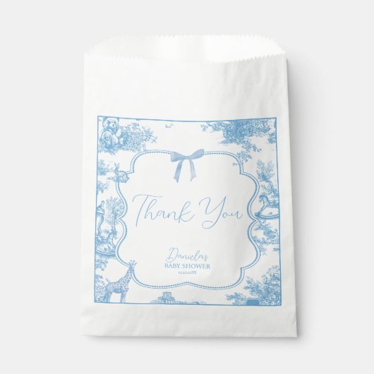 Sachets En Papier Baby shower d'ours bleu bleu français (Devant)