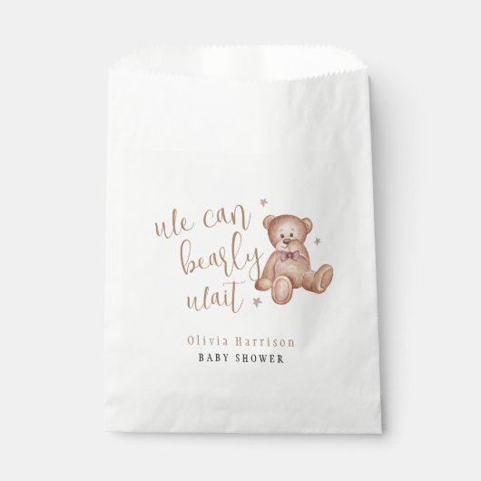 Sachets En Papier Baby shower d'ours en peluche simple (Devant)