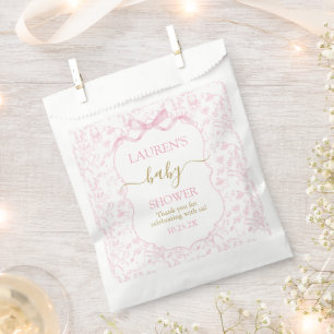 Sachets En Papier Baby shower d'ours en toile rose