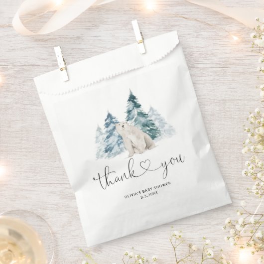 Sachets En Papier Baby shower d'ours polaire (Coupé)