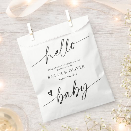 Sachets En Papier Baby-Shower Élégant Moderne Script (Coupé)